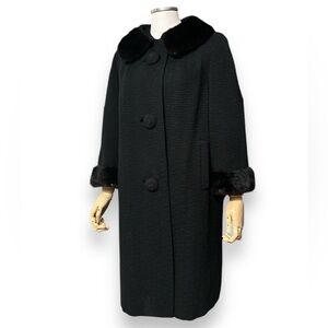 HOCKANUM by STEVEN FABRICS Wool Opera Coat with Fur Collar & Cuffs
